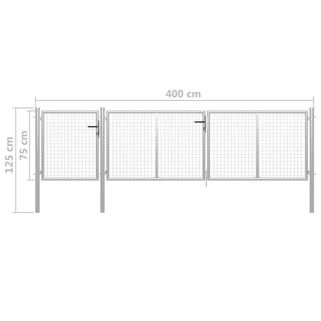 vidaXL Gartentor Stahl 400x75 cm Silbern