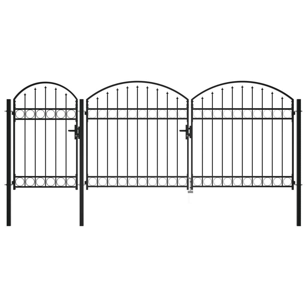 vidaXL Gartentor mit Gewölbter Spitze Stahl 2 x 4 m Schwarz