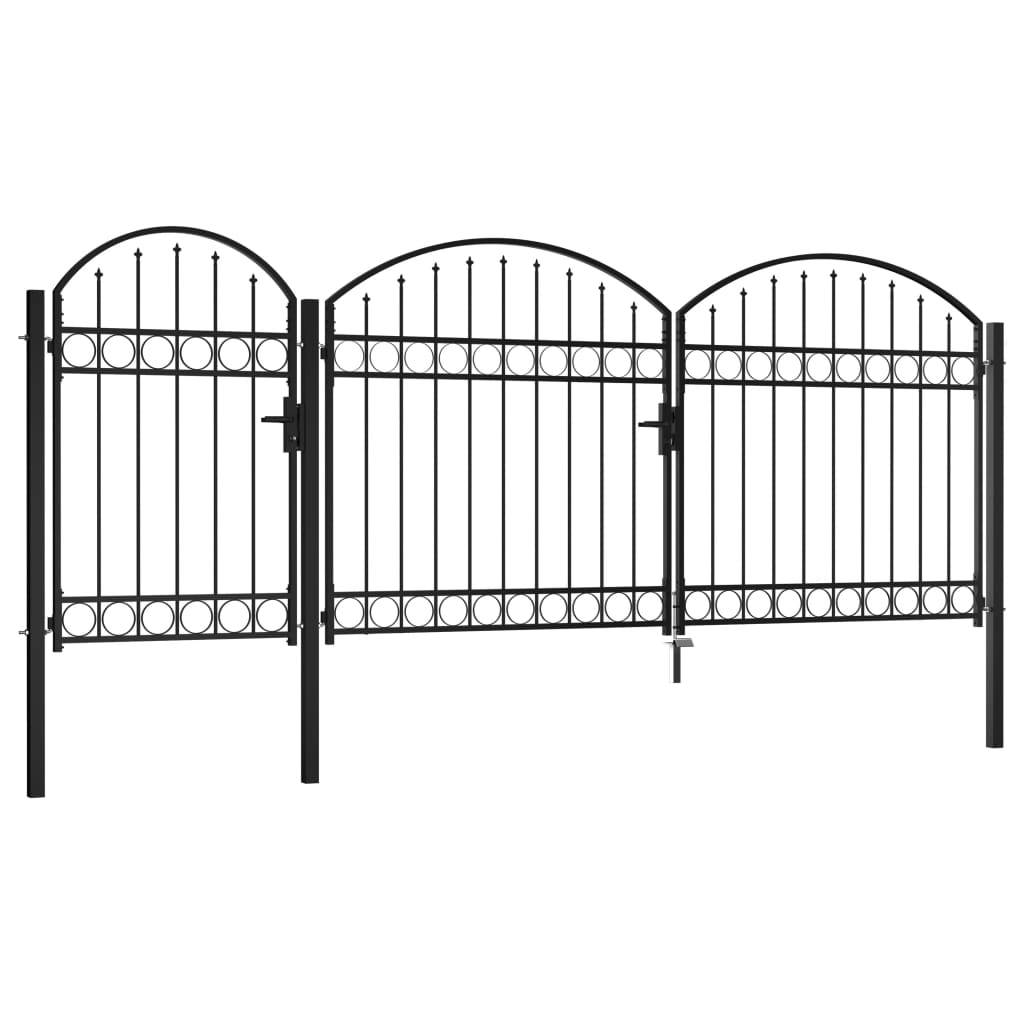 vidaXL Gartentor mit Gewölbter Spitze Stahl 2 x 4 m Schwarz
