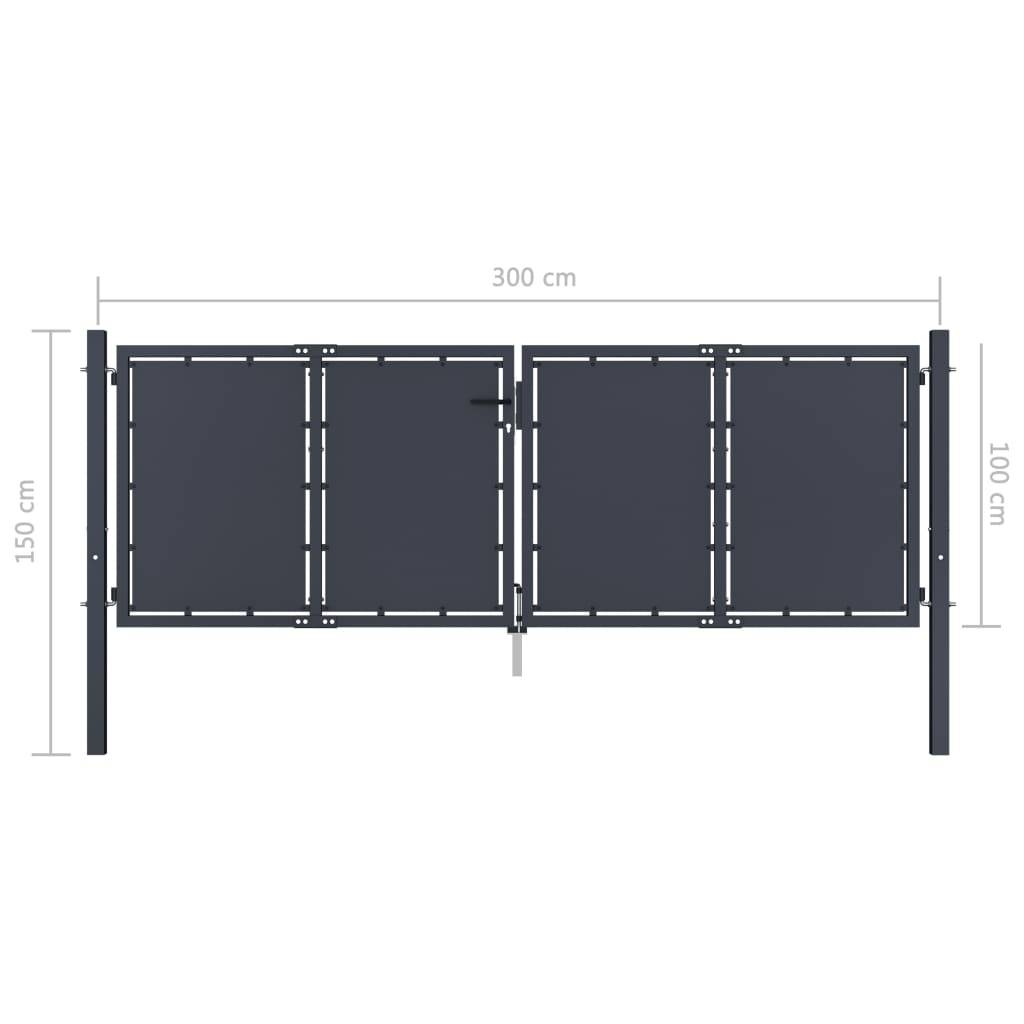 vidaXL Gartentor Stahl 300×100 cm Anthrazit