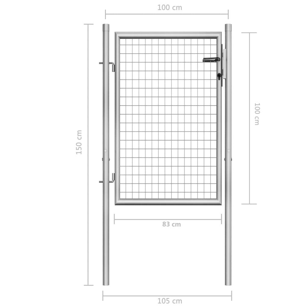 vidaXL Gartentor Verzinkter Stahl 105x150 cm Silbern