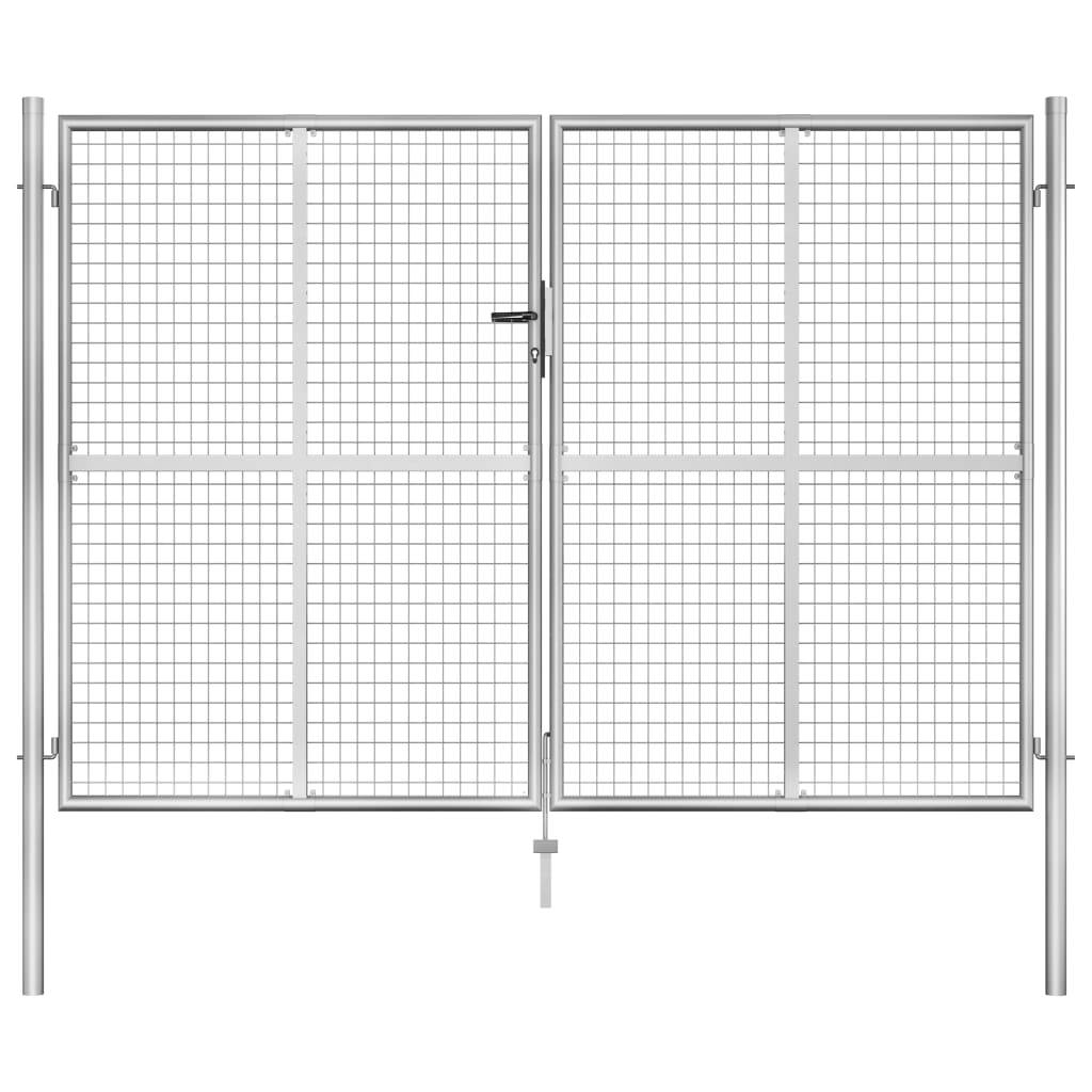 vidaXL Gartentor Verzinkter Stahl 306 x 225 cm Silbern