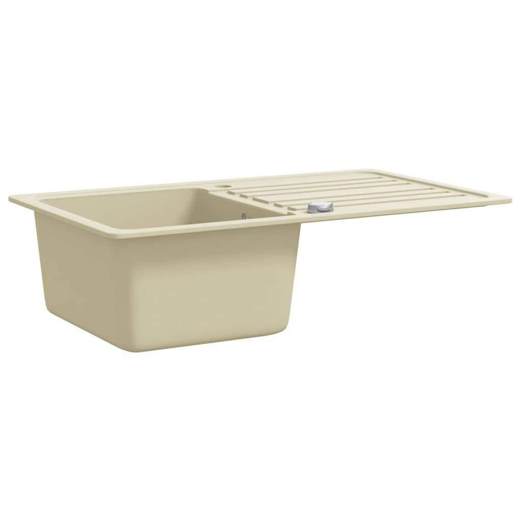 vidaXL Granitspüle Einzelbecken Beige