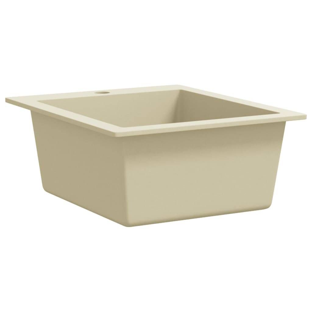 vidaXL Granitspüle Einzelbecken Beige