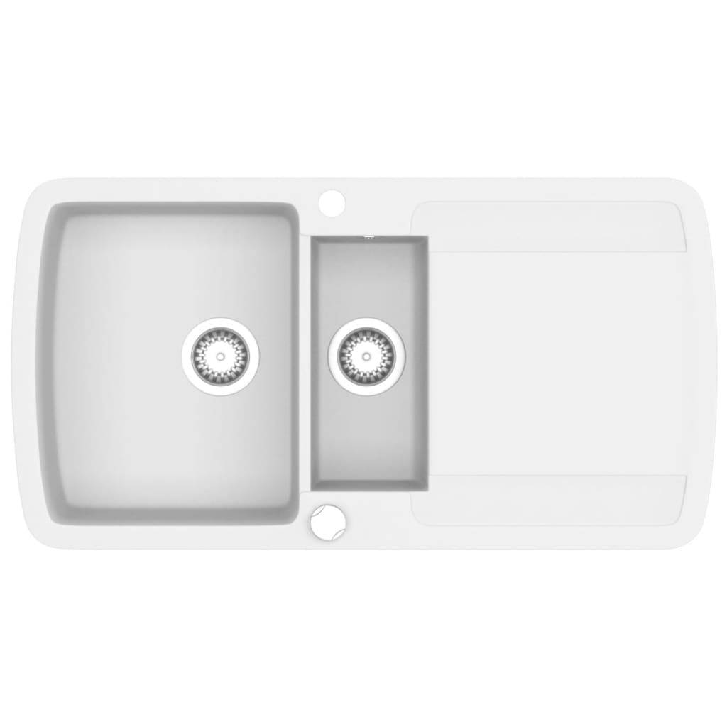 vidaXL Granitspüle Doppelbecken Weiß
