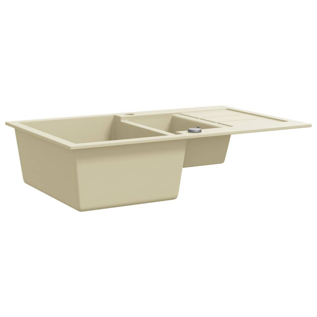 vidaXL Granitspüle Doppelbecken Beige