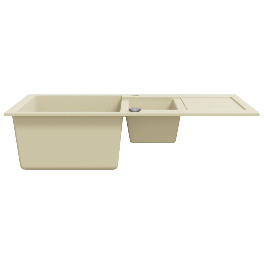 vidaXL Granitspüle Doppelbecken Beige