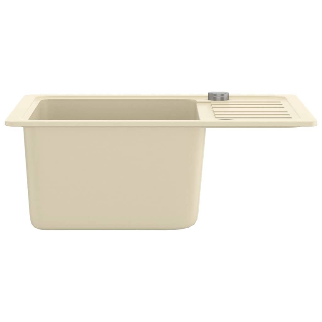vidaXL Granitspüle Einzelbecken Beige