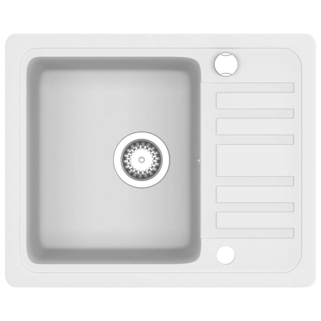 vidaXL Granitspüle Einzelbecken Weiß