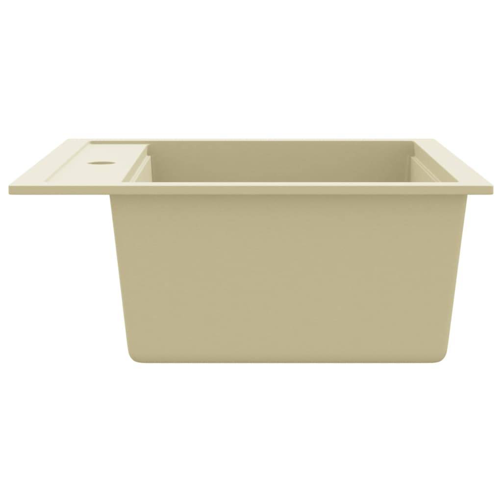 vidaXL Granitspüle Einzelbecken Beige