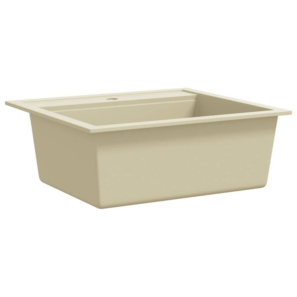 vidaXL Granitspüle Einzelbecken Beige