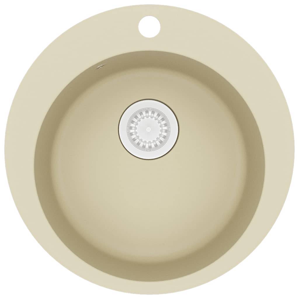 vidaXL Granitspüle Einzelbecken Rund Beige