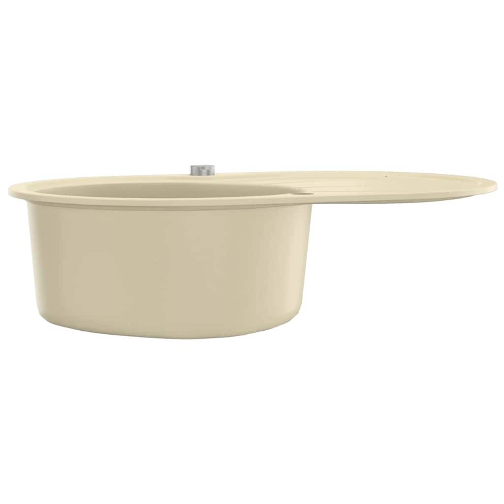 vidaXL Granitspüle Einzelbecken Oval Beige