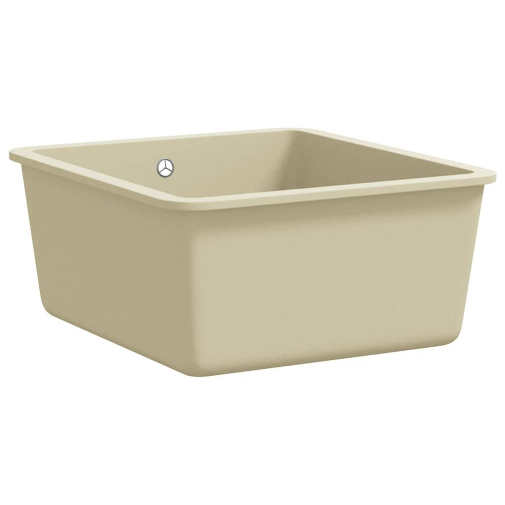 vidaXL Granitspüle Einzelbecken Beige