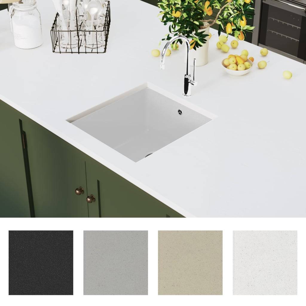 vidaXL Granitspüle Einzelbecken Weiß