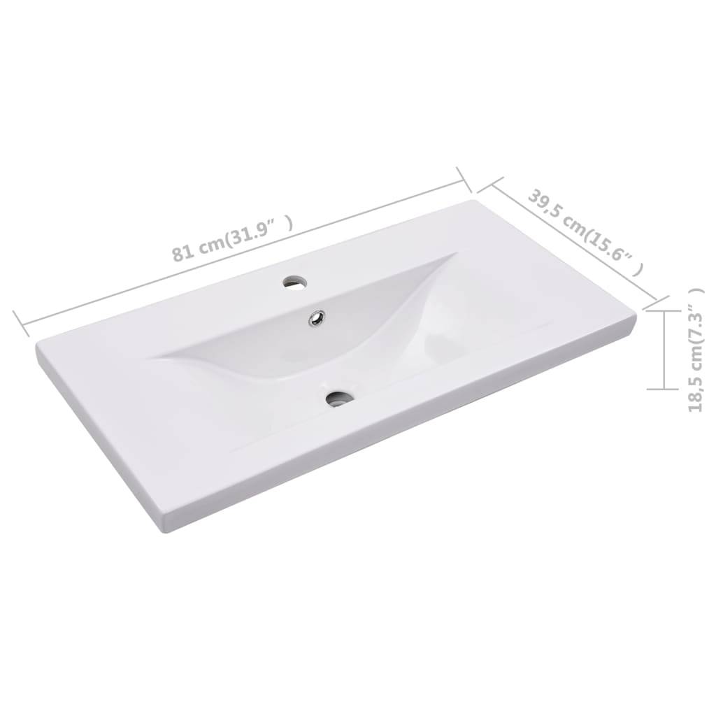 vidaXL Einbauwaschbecken 81x39,5x18,5 cm Keramik Weiß