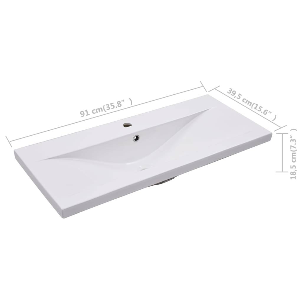 vidaXL Einbauwaschbecken 91x39,5x18,5 cm Keramik Weiß