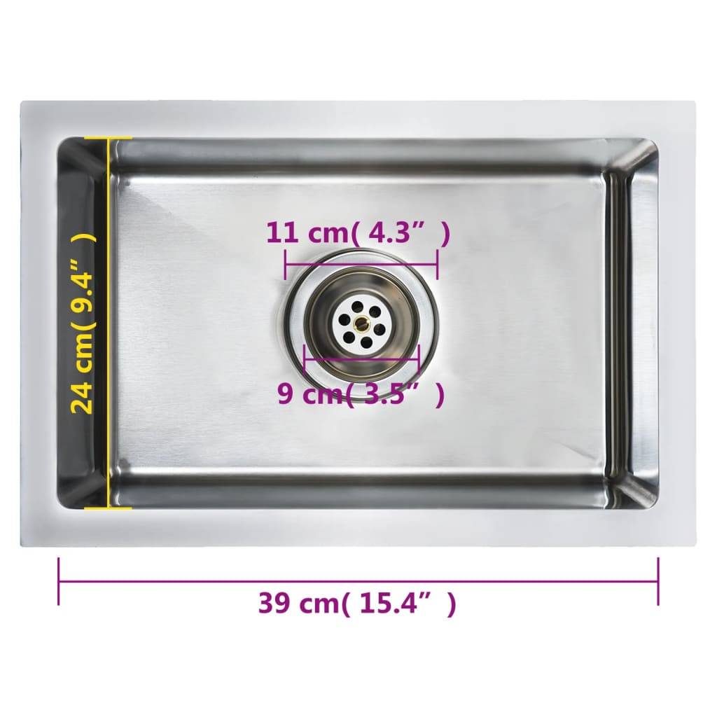 vidaXL Handgefertigte Küchenspüle Edelstahl