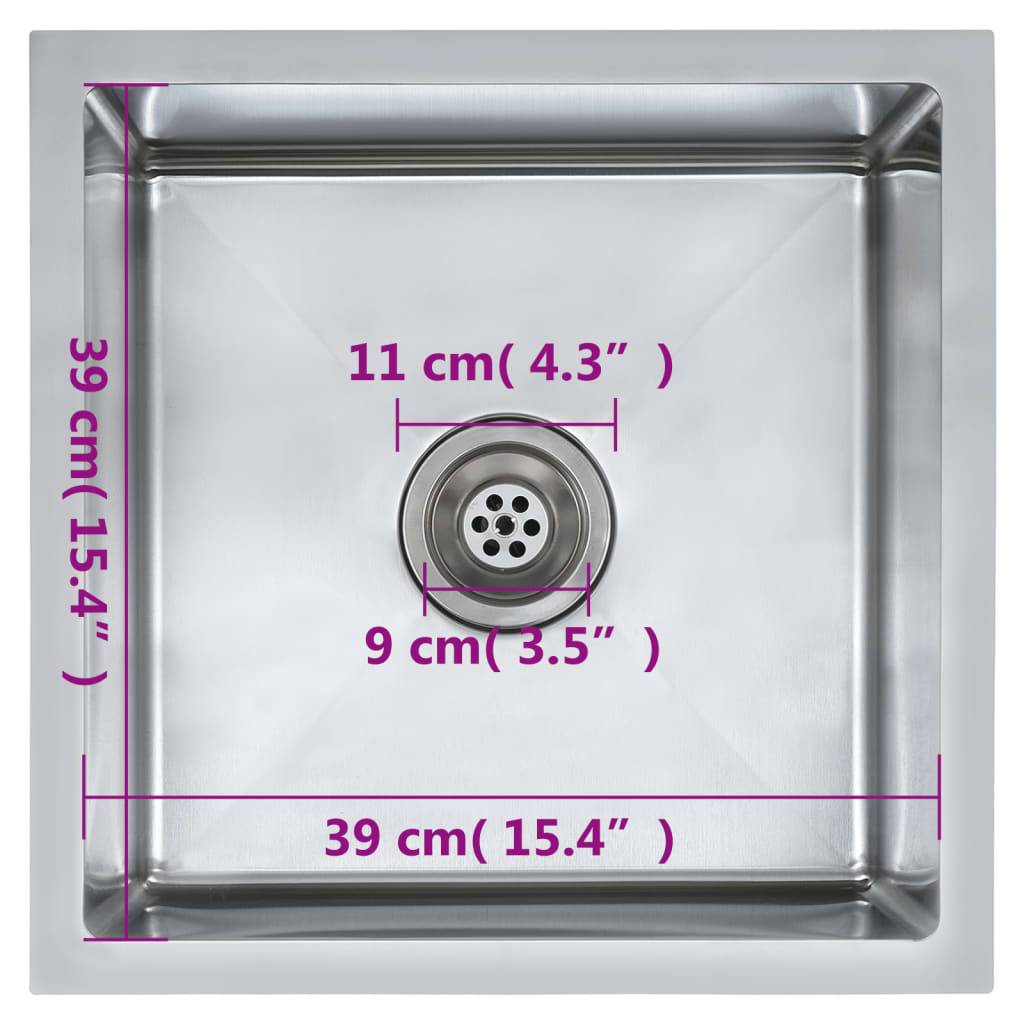 vidaXL Handgefertigte Küchenspüle Edelstahl