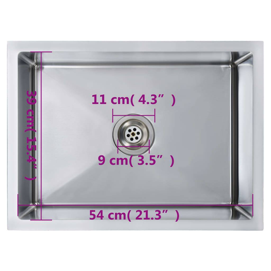 vidaXL Handgefertigte Küchenspüle Edelstahl