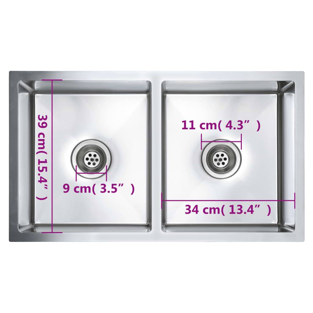 vidaXL Handgefertigte Küchenspüle Edelstahl