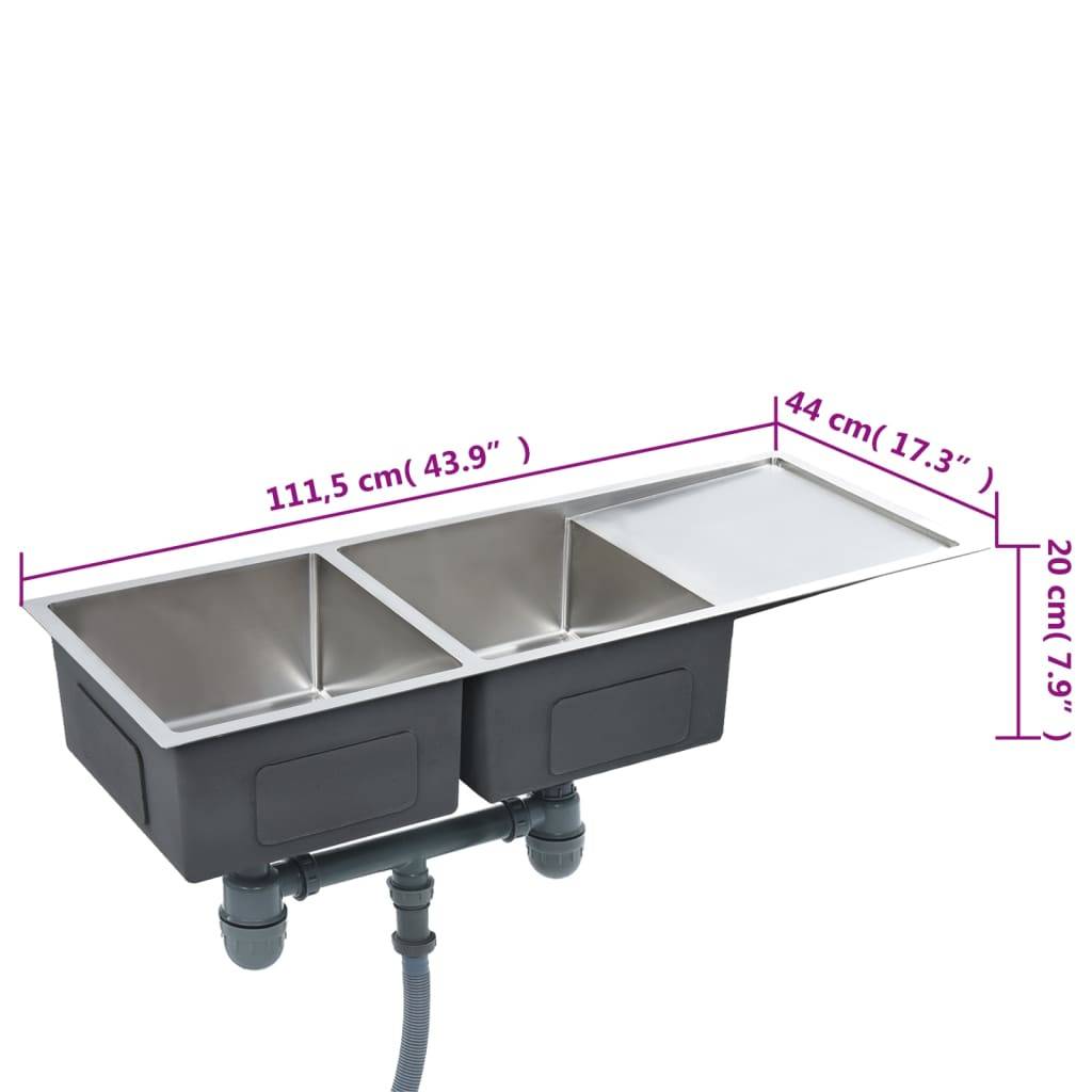 vidaXL Handgefertigte Küchenspüle Edelstahl