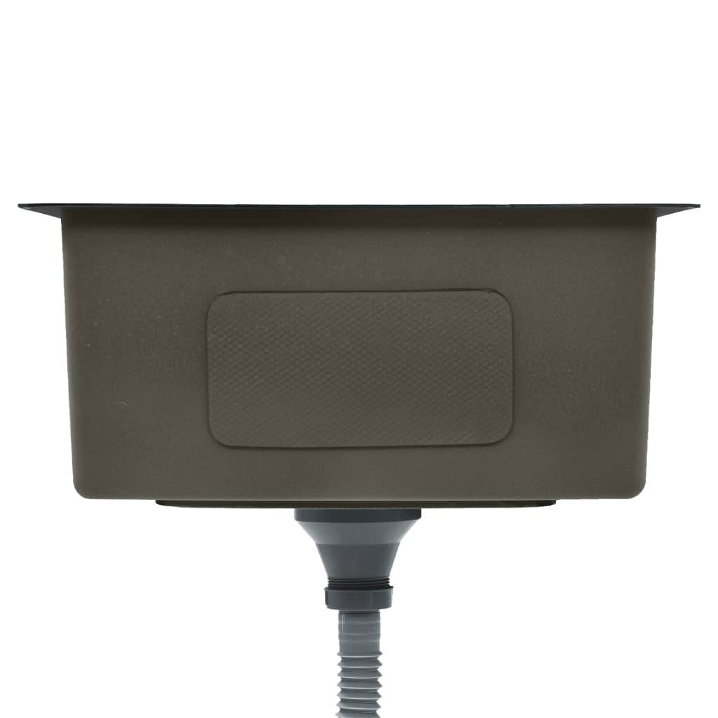 vidaXL Handgefertigte Küchenspüle Schwarz Edelstahl