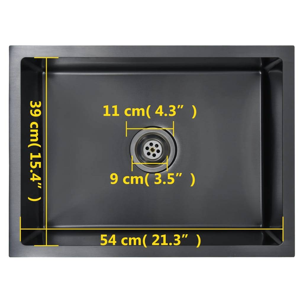 vidaXL Handgefertigte Küchenspüle Schwarz Edelstahl