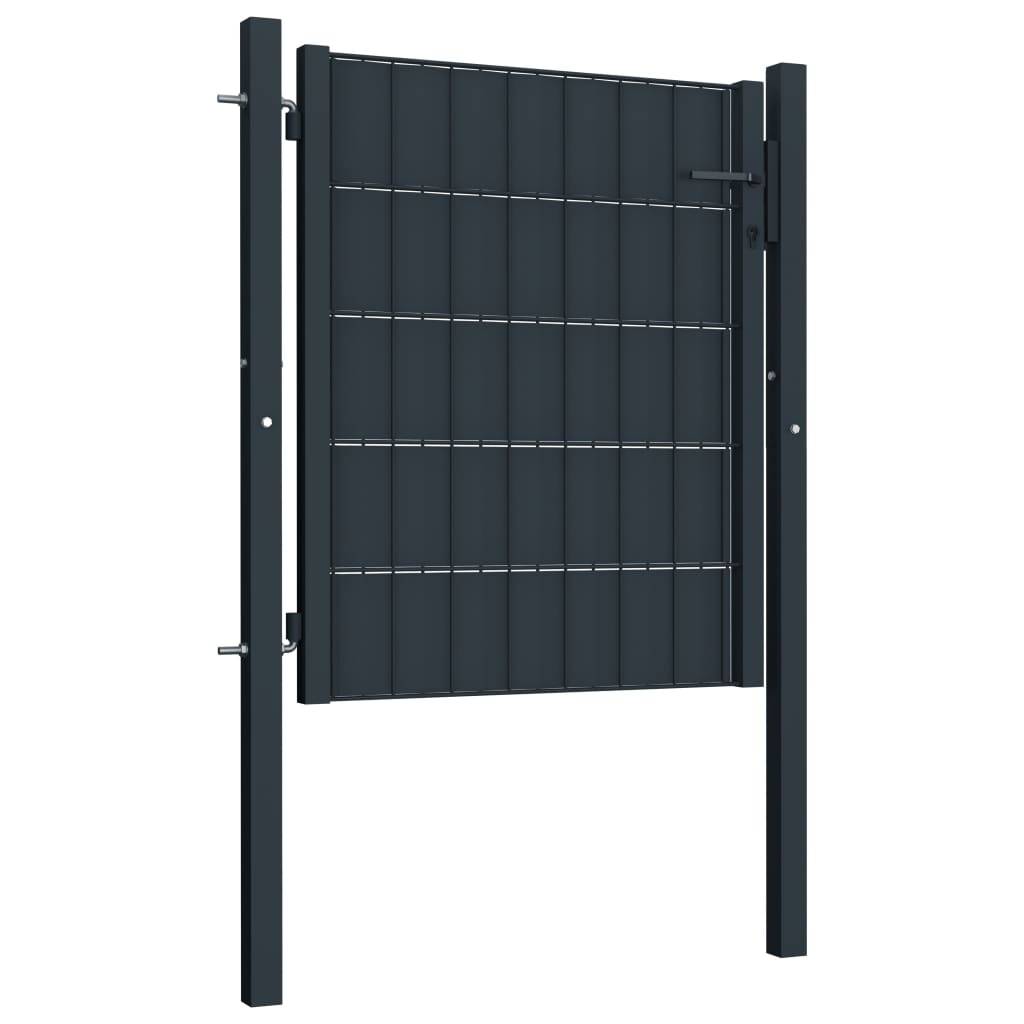 vidaXL Zauntor PVC und Stahl 100x101 cm Anthrazit