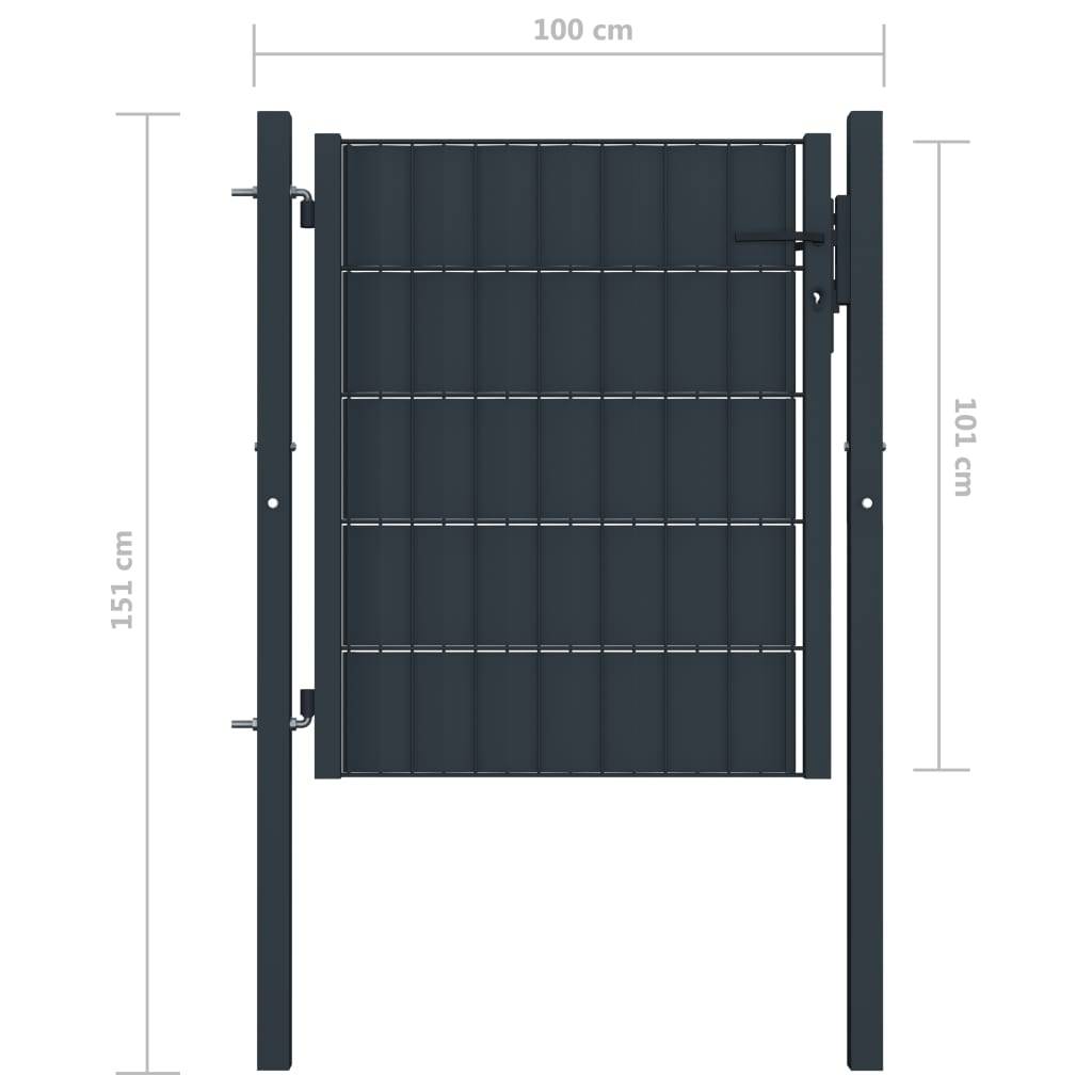 vidaXL Zauntor PVC und Stahl 100x101 cm Anthrazit