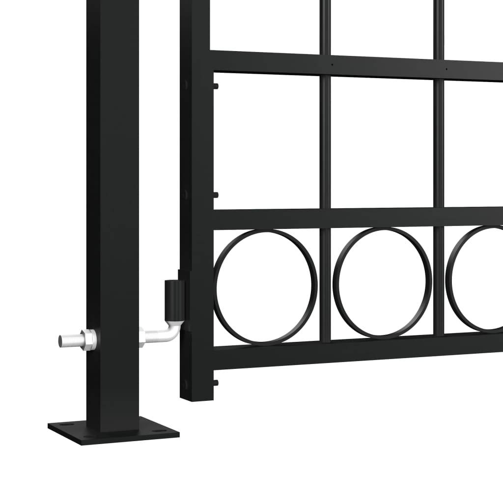 vidaXL Zauntor mit gewölbter Spitze und 2 Pfosten 105x204 cm Schwarz
