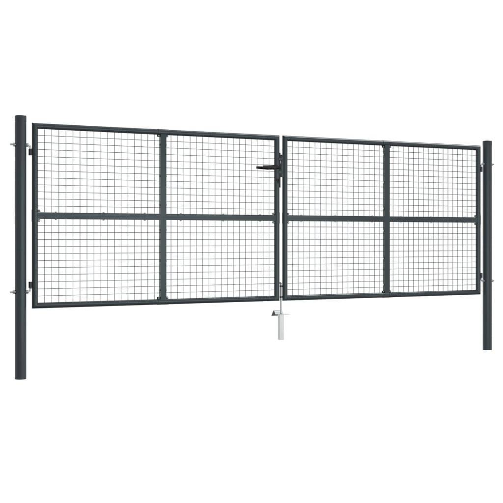 vidaXL Mesh-Gartentor Verzinkter Stahl 400 x 175 cm Grau