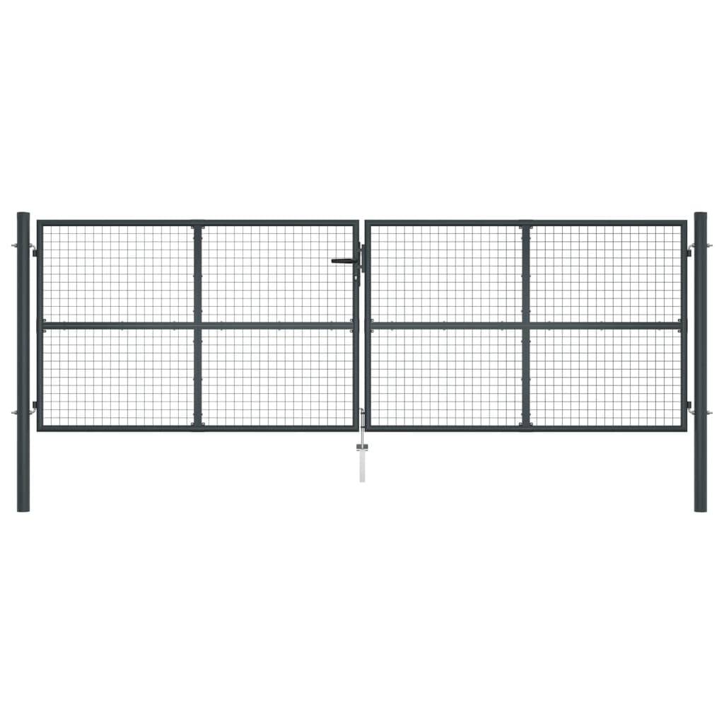 vidaXL Mesh-Gartentor Verzinkter Stahl 400 x 175 cm Grau