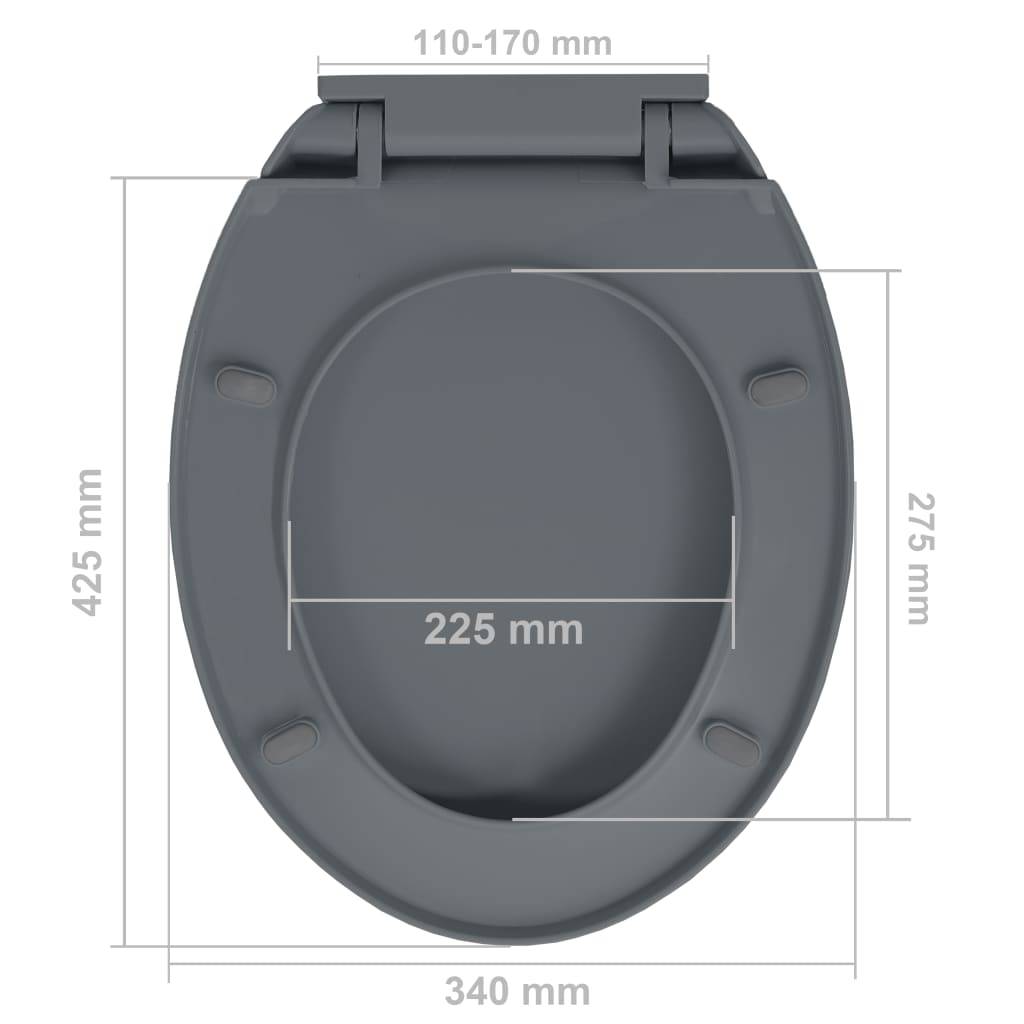 vidaXL Toilettensitz mit Absenkautomatik Grau Oval