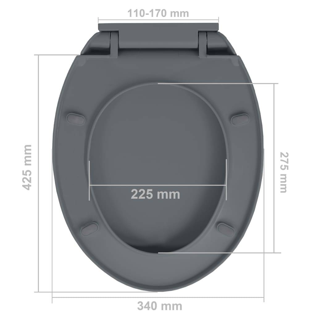 vidaXL Toilettensitz mit Absenkautomatik Quick-Release Grau Oval