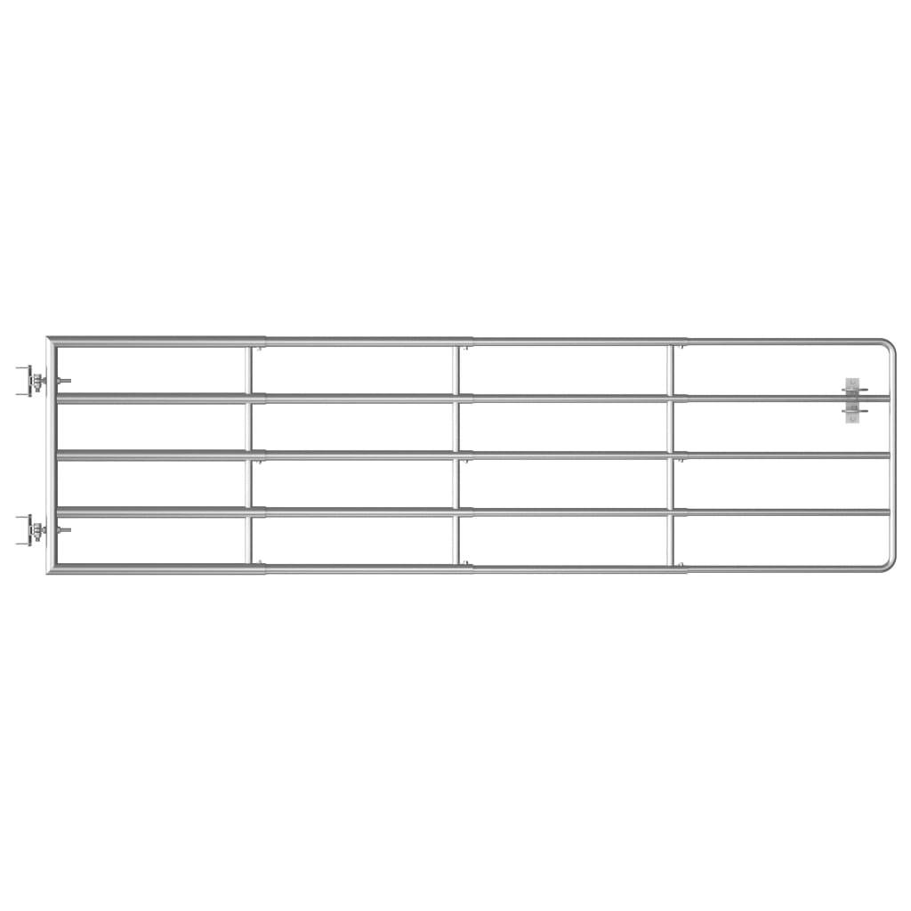 vidaXL 5-Rohre-Weidetor Stahl (115-300)×90 cm Silbern