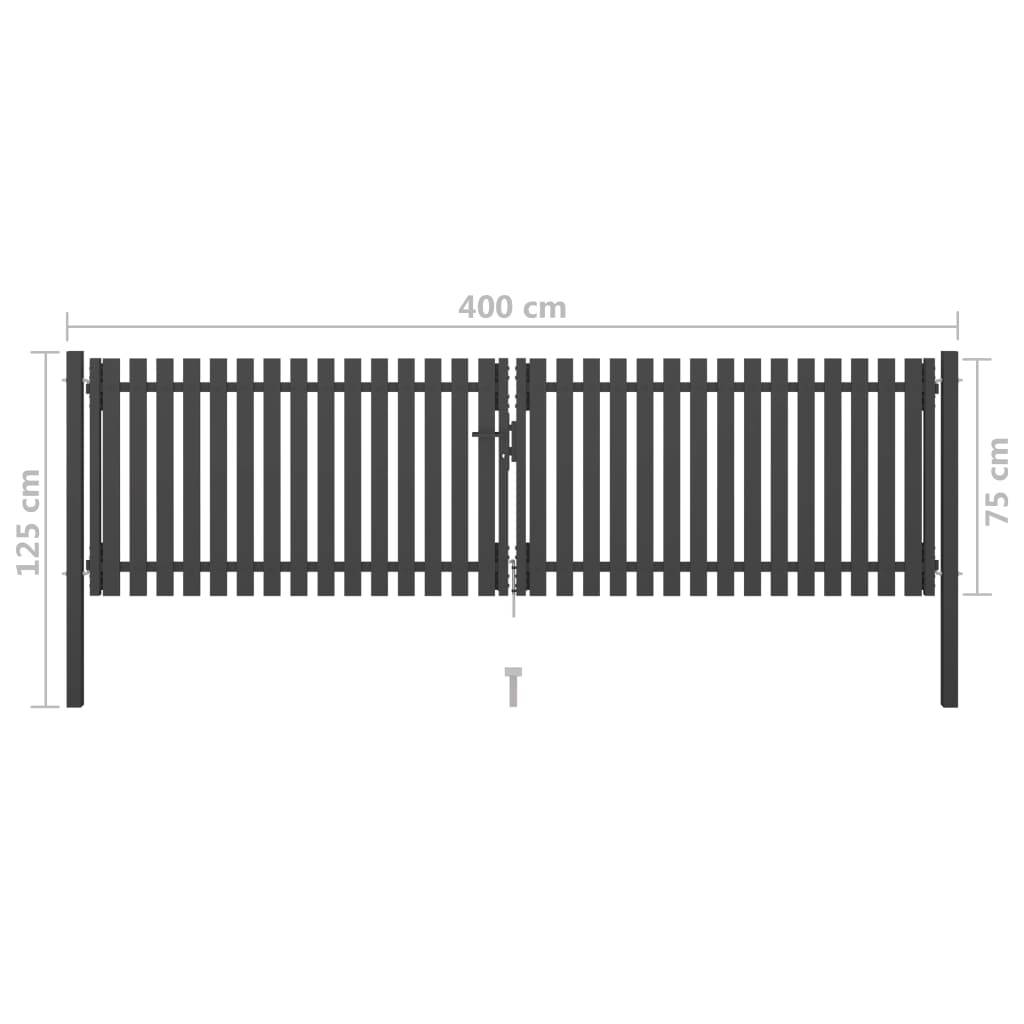 vidaXL Gartentor Stahl 4x1,25 m Anthrazit