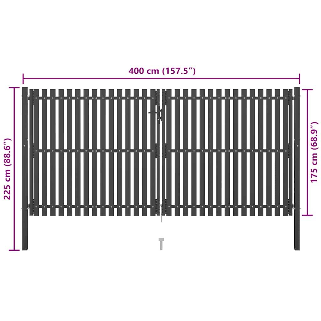 vidaXL Gartentor Stahl 4x2,25 m Anthrazit