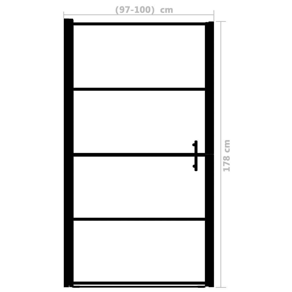 vidaXL Duschtür Mattes Hartglas 100x178 cm Schwarz
