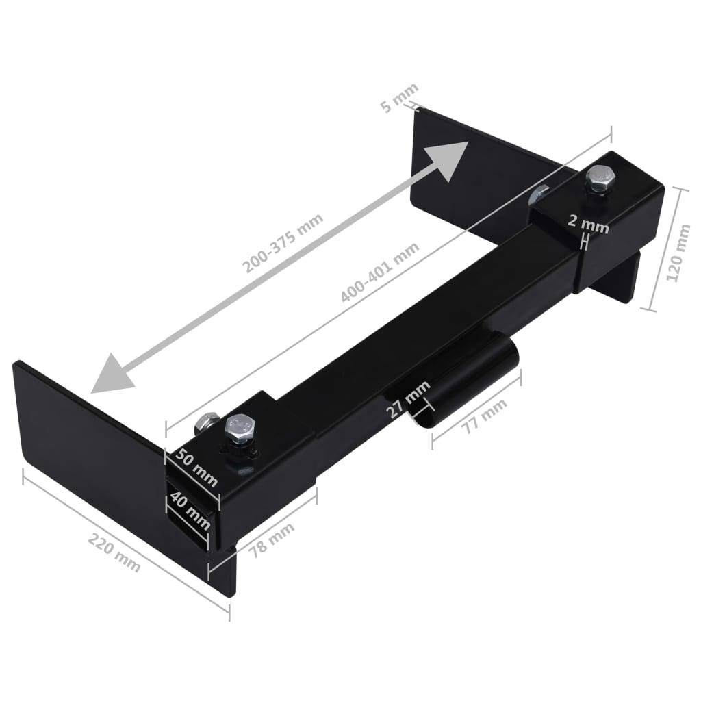 vidaXL Schneepflugadapter für Rasentraktor Schwarz