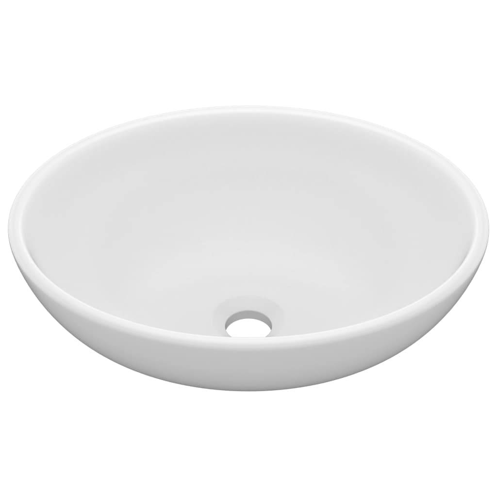 vidaXL Luxuriöses Ovales Waschbecken Matt Weiß 40x33 cm Keramik