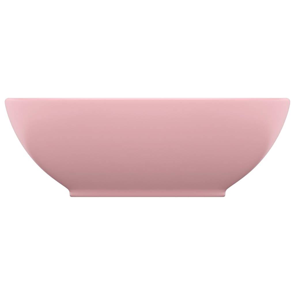 vidaXL Luxuriöses Ovales Waschbecken Matt Rosa 40x33 cm Keramik