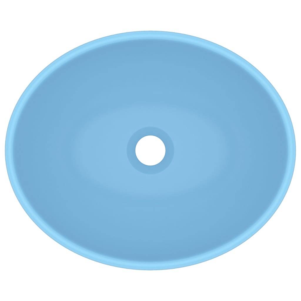 vidaXL Luxuriöses Ovales Waschbecken Matt Hellblau 40x33 cm Keramik