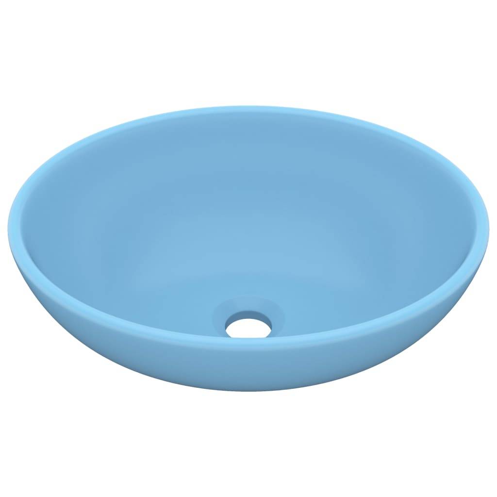 vidaXL Luxuriöses Ovales Waschbecken Matt Hellblau 40x33 cm Keramik