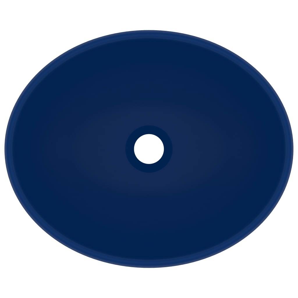 vidaXL Luxuriöses Ovales Waschbecken Matt Dunkelblau 40x33 cm Keramik