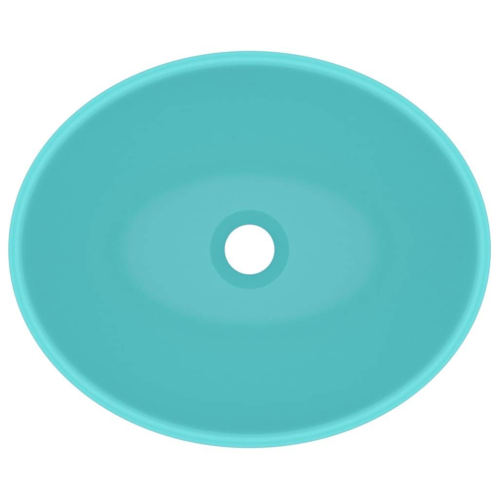 vidaXL Luxuriöses Ovales Waschbecken Matt Hellgrün 40x33 cm Keramik