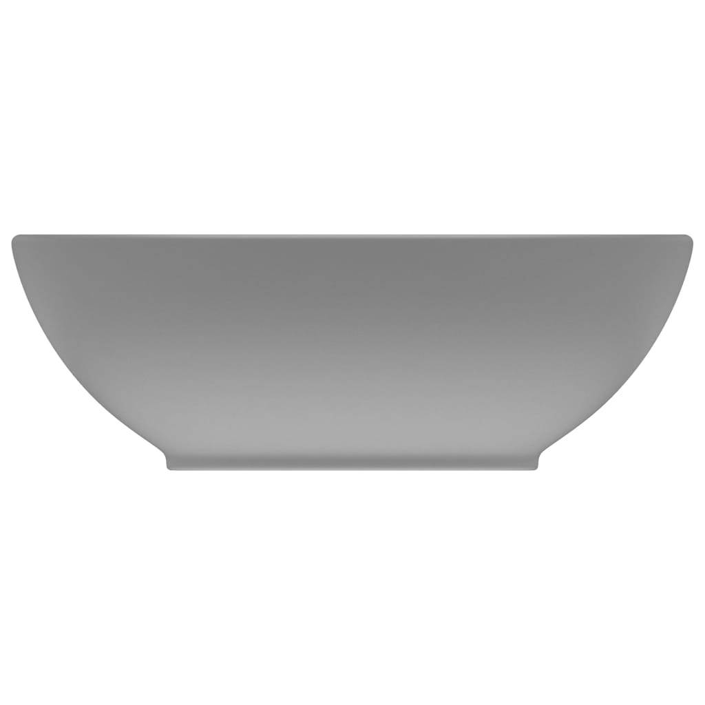 vidaXL Luxuriöses Ovales Waschbecken Matt Hellgrau 40x33 cm Keramik