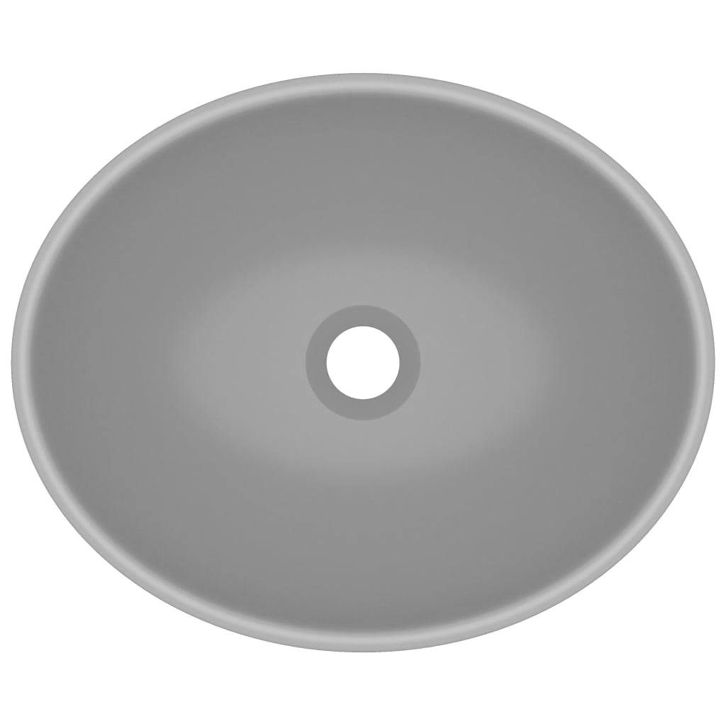 vidaXL Luxuriöses Ovales Waschbecken Matt Hellgrau 40x33 cm Keramik