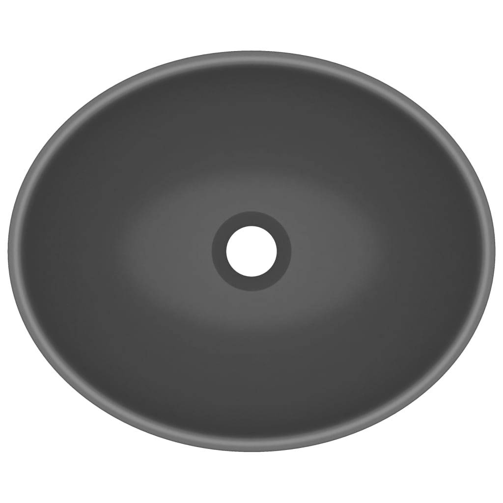 vidaXL Luxuriöses Ovales Waschbecken Matt Dunkelgrau 40x33 cm Keramik