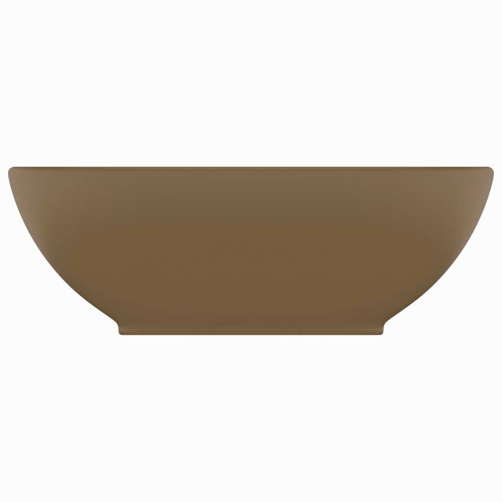 vidaXL Luxuriöses Ovales Waschbecken Matt Creme 40x33 cm Keramik